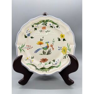 Gien Oiseaux de Paradis Small Plate France 6.50" Cream Floral Bird Gallery Wall